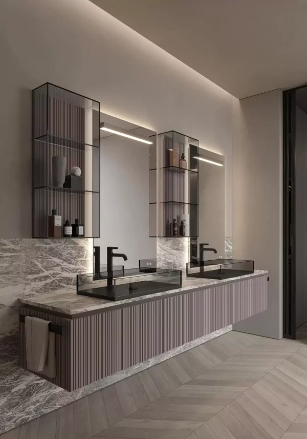 Viacondotti comp 02 Glamorous modern bathroom cabinetry by Aqua